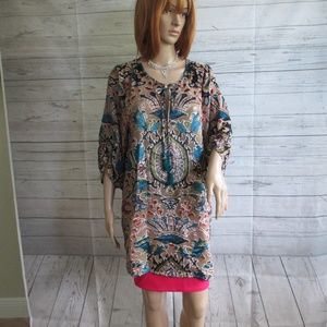 NWT - WHISPERS beautiful velvet flocked tunic length top - sz M - MSRP $173.00